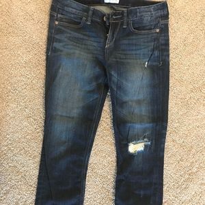 express boyfriend fit cropped jeans dark wash